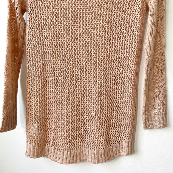 Light Peach Knit Long Sleeve Sweater by Pink Rose in Medium Cotton Blend - Picture 6 of 7